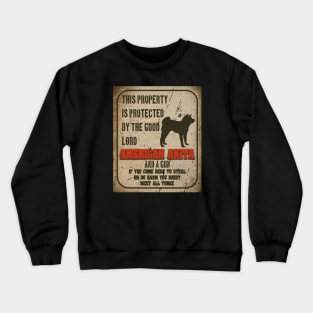 American akita Silhouette Vintage Humorous Guard Dog Warning Sign Crewneck Sweatshirt